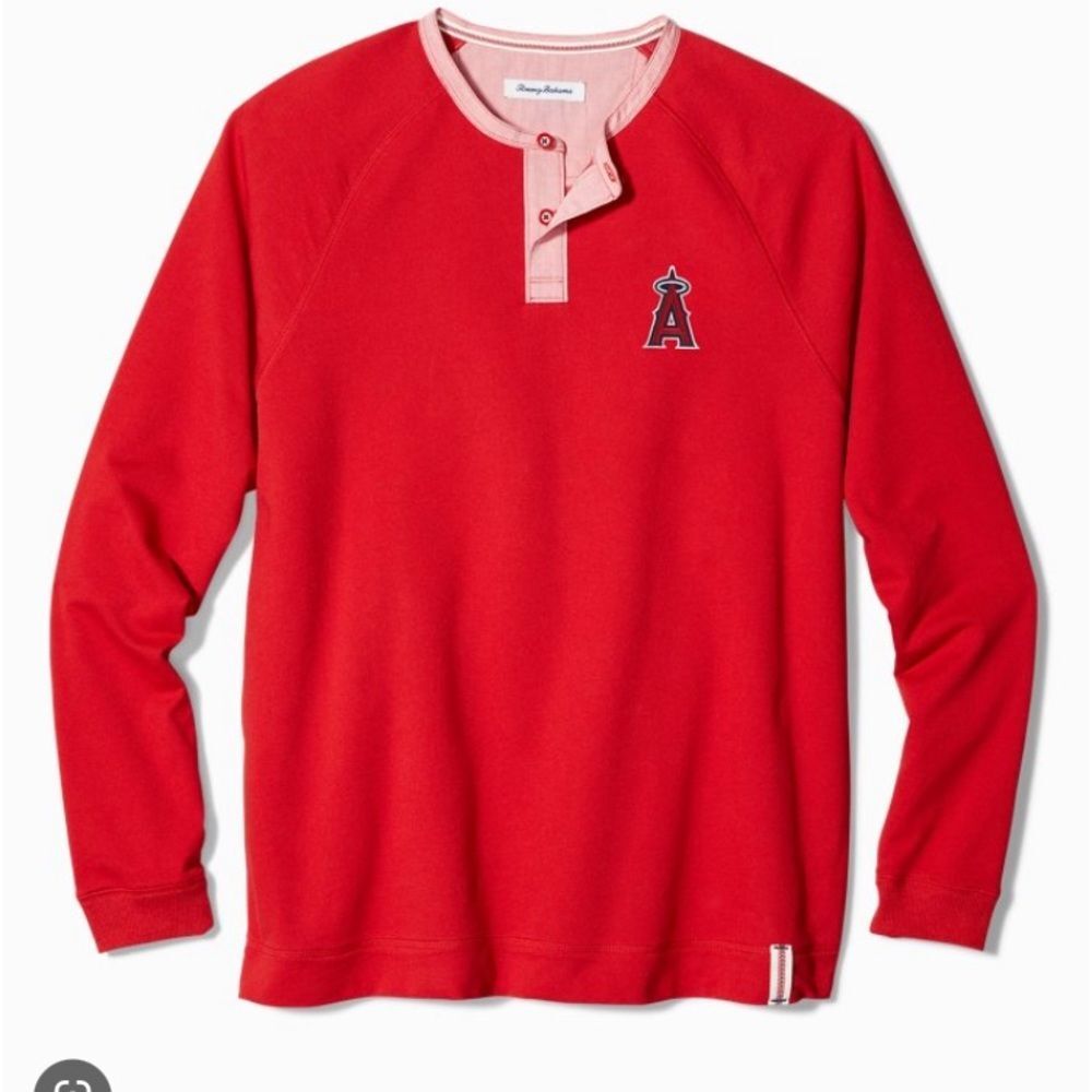 Tommy Bahama long sleeve Henley T shirt in red